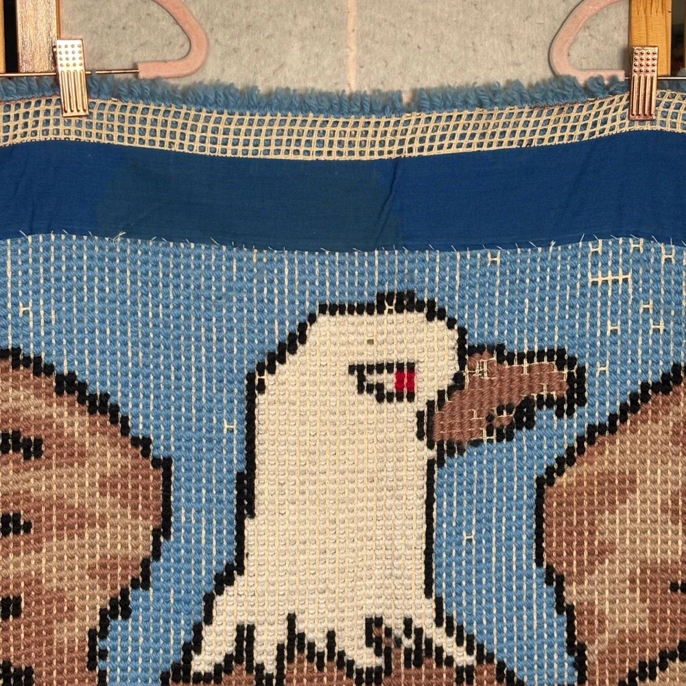 Unbranded Latch Hook Rug 46x33 Blue Patriotic Americana Eagle Shield Wall Art